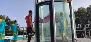 Caribbean wind tunnel for indoor skydiving on an island