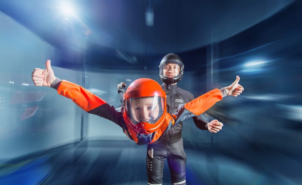 Flying in a fixed wind tunnel